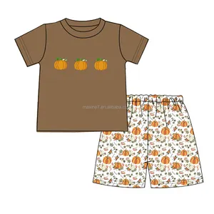 Herfst Kinderkleding Thanksgiving Pompoen Borduurwerk Boetiek Peuter Baby Meisjes Jurken Outfits