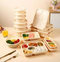 Boîte à lunch bento biodégradable en amidon de maïs pour plats à emporter, 5 compartiments, sans PFAS, micro-ondable