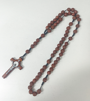 Collier long avec pendentif croix en perles de chapelet en plastique Komi, bijoux religieux catholiques pour femmes et hommes, cadeau