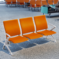 Banc d'attente en acier de qualité supérieure à 3 places avec design ergonomique pour les hôpitaux, les cliniques, les zones de réception modernes des entreprises
