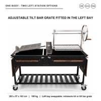 Barbecue argentin multifonctionnel avec moteur de rôtissoire rechargeable et grille réglable pour la cuisson en extérieur