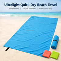 Serviette de plage en microfibre à séchage rapide avec logo personnalisé, ultralégère, résistante au sable, pour voyage et natation, avec sangle élastique