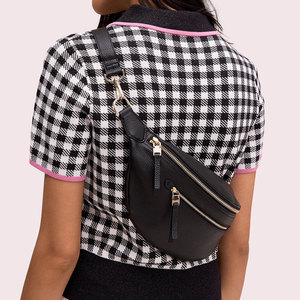 <span class=keywords><strong>Riñonera</strong></span> de cuero de guijarros personalizada para mujer, bolso de cintura cruzado grande, color negro - Product Image 4