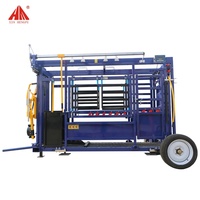 Cage de contention manuelle pour bétail, portable, avec roues, pour les petites exploitations d'agroalimentation bovine et laitière