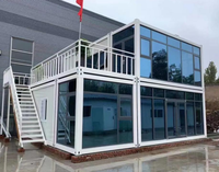 Casa Container Minimalista Senza Telaio in Vetro con Montaggio a Bullone, Studio Prefabbricato Modulare, Laboratorio Mobile per Creatori