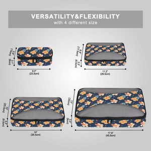 Ensemble de 6 cubes de compression personnalisés pour bagages, motif fleur d'hibiscus hawaïenne, organisateur de vêtements en maille - Product Image 4