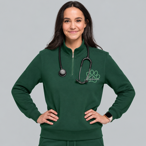 Felpa Invernale/Autunnale Ricamata <span class=keywords><strong>con</strong></span> Cerniera a Quarto per Tecnici Veterinari, Personalizzata <span class=keywords><strong>con</strong></span> Stetoscopio Veterinario e Impronta di Zampa di Cane/Gatto – Regalo - Product Image 5