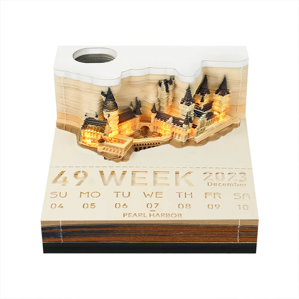 custom paper Art Memo Desmond Memo Pad Hogwarts 3D Calendar Non-Sticky Notes Weekly Table Calendar