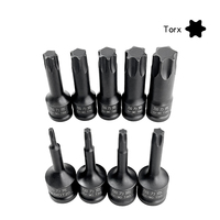 Jeu de douilles Torx 1/2 pouce, 78 mm, en acier Cr-Mo, phosphate noir, T20 T30 T40 T50 T60 T70 T80 T90 T100 pour l'automobile