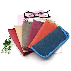 Bolsa óptica con logotipo personalizado colorido, funda de algodón para gafas de lectura, suave