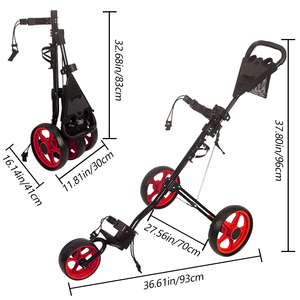 Golf <b>Cart</b>, <b>Foldable</b> Bag <b>Cart</b> With Aluminum Frame, Course Accessories A001 3 Wheels Portable Golf <b>Cart</b> A001 - Product Image 2