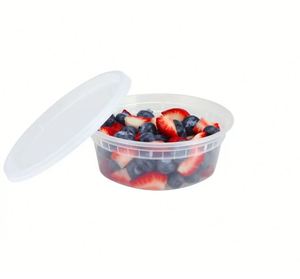 Produit phare : Ensemble de contenants de stockage ronds multifonctionnels de 8 oz, compatibles micro-ondes, avec couvercle, en plastique, boîte alimentaire type déli cup - Product Image 1