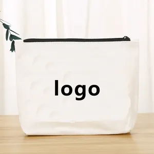 Personalize o logotipo calico saco com zíper bolsas de pano de lona maquiagem saco de cosméticos