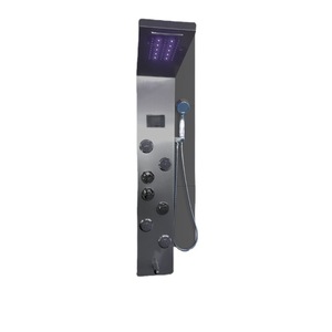 Juego de ducha de acero inoxidable 304 con acabado titanio negro cepillado, luz LED con indicador de temperatura inteligente, con función de lluvia y masaje en spray. - Product Image 1