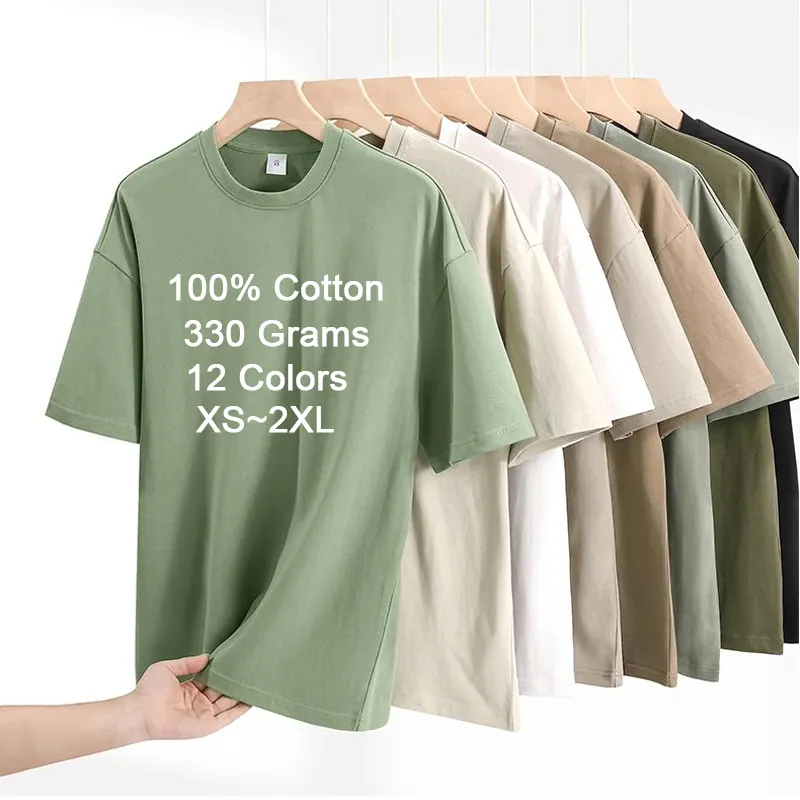 ユニセックスコットン衣類メーカーカスタムブランクヘビーウェイトコットン330GsmTシャツ特大Tシャツオーバーサイズ100% コトン