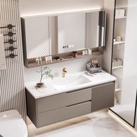 Meuble de salle de bain mural moderne, écologique et durable de haute qualité avec miroir intelligent en céramique pour appartement, hôtel, villa
