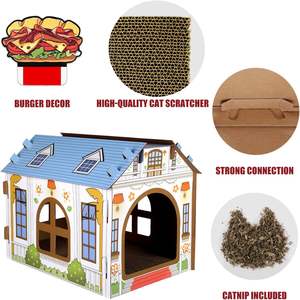 Kartonnen Kattenhuis Met Krabber En Krabben, Speelhuis Voor Indoor Katten Schuilplaats Meubels, Schuilplaats Voor Kleine Dieren - Product Image 2