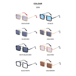 Lunettes de soleil steampunk métalliques ajourées, monture carrée, protection UV400, unisexe, tendance, pour hommes et femmes, vente en gros transfrontalière - Product Image 5