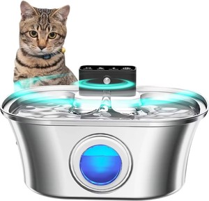 Fontaine à eau pour <span class=keywords><strong>chat</strong></span> la plus vendue, design bateau pirate, fontaine à eau pour animaux de compagnie en métal, 3,2 L, fenêtre visible, distributeur d'eau pour <span class=keywords><strong>chat</strong></span> et chien - Product Image 5
