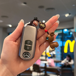 Casing kunci mobil TPU desain baru casing Fob kunci jarak jauh mobil pola kulit 3 tombol untuk Aksesori kunci mobil Mazda - Product Image 4