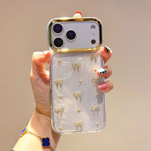 Étui de téléphone portable antichoc plaqué or de luxe pour 11-17 <span class=keywords><strong>Pro</strong></span> Max, brillant, transparent, TPU, transparent, chaton - Product Image 1
