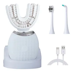 Nouveau propre modèle personnalisé 360 brosse à dents en Nylon en forme de U brosse à dents électrique automatique étiquette personnalisée avec 3 têtes de brosse souples