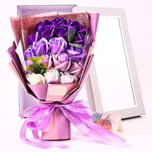 Cadeau pour la Saint-Valentin : 18 bouquets de roses en savon, boîte cadeau avec estampage à chaud, fleurs simulées comme cadeaux créatifs - Product Image 3