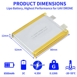 סוללת ליתיום-יון איכותית 8500mAh 3.7v 3.8V חצי-מוצקה בעלת קיבולת גבוהה דגם 126280 - Product Image 3