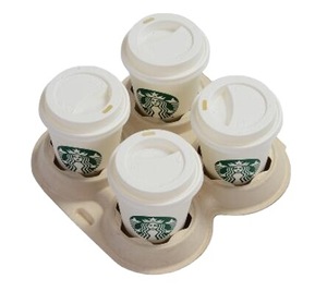 4-compartment disposable bagasse beer mug degradable coffee drink cup holder