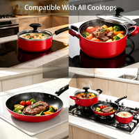 Ensemble de 6 ustensiles de cuisine antiadhésifs, ensemble de casseroles et poêles avec revêtement antiadhésif, ensemble de casseroles en aluminium avec revêtement antiadhésif