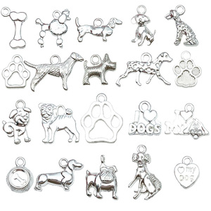 Pendentifs en alliage d'argent en forme de chien, designs variés pour la fabrication de bijoux, bracelets et colliers DIY - Product Image 5