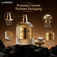 Botol Parfum Bulat Transparan Desain Baru 30ml 50ml 100ml Botol Parfum Kosong dengan Bahu Miring dan Tutup Emas