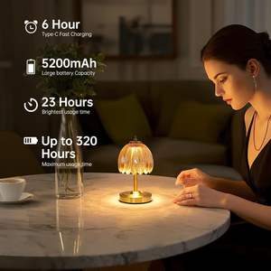 Lámpara de Mesa Vintage Tulipán, Batería de 5200 mAh, Control Táctil, Inalámbrica, 3 Colores, Regulable, Recargable, Decorativa - Product Image 4