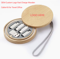 Kabel Pengisi Daya Multi 6-in-1 Ramah Lingkungan dari Bambu, Universal 6 Port, Pengisian Cepat, Sinkronisasi Data, Kit Pengisi Daya Perjalanan dengan Tali Gantungan