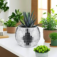 6 pouces argent Disco Ball planteur macramé cintre acrylique support auto-arrosage Insert Unique Disco Decor valeur paquet comprend