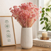 Buket Bunga Mini Rice Flower Asli Buatan Tangan Berkualitas Tinggi, Kering dan Diawetkan, 50-60cm, Batang Alami Segar, Tahan Lama, Baru untuk Wisuda