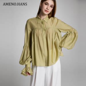 Tunique en Chiffon à Manches Longues et Col Revers Sexy pour Femmes <span class=keywords><strong>AMENO</strong></span> - Product Image 2