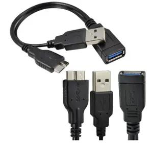 USB Power data Transfer Extension Cable note3 n9000 USB 3.0 micro USB 9-pin OTG data cable with external power supply