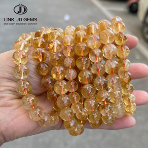 JD GEMS-<span class=keywords><strong>Bracelet</strong></span> extensible en citrine brésilienne naturelle pour femme, cristal jaune véritable, yoga, méditation, bijoux - Product Image 1