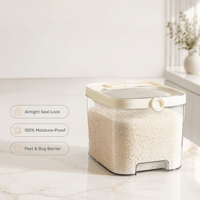 Boîte de rangement pour riz anti-poussière en plastique alimentaire, hermétique et anti-insectes, avec couvercle à pression pour cuisine