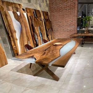 Epoxy Resin River <b>Table</b> Solid Wood <b>Live</b> <b>Edge</b> Dining <b>Table</b> Modern Luxury Furniture for Home Office Restaurant and Hotel Interiors - Product Image 4