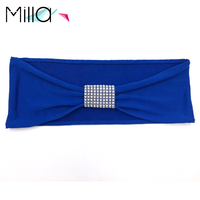 Bande de Chaise en Spandex de Mariage avec Boucle Strass Diamant, Nœud Extensible Housse de Chaise