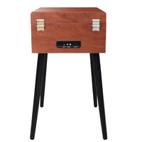 Lecteur de disques vinyles en bois avec haut-parleurs stéréo, lecteur de disques vinyles, lecteur de cassettes, lecteur de CD, lecteur de cartes SD