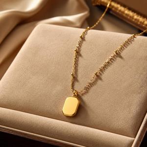 Collar de Moda para Mujer, Chapado en Oro de 18K, Acero Inoxidable, Colgante con Forma de Corazón, Letra, Cuadrado, Gota de Agua, Lazo, Cadena de Serpiente - Product Image 3