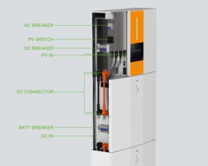 Batería Solar Apilable ESS LiFePO4, Inversor Híbrido Todo en Uno para Conexión a Red/Aislada, 5/10/20KW, 48V/51.2V, 6000 Ciclos de Vida Útil, Almacenamiento de Energía - Product Image 3