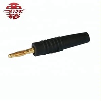 Connecteur mâle banane plaqué or en laiton de 2 mm avec isolateur noir et vis – Prix de gros