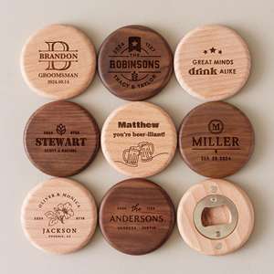 בקבוק צורה עגולה עץ שונה צנוברים רכבת רכבת מקרר מגנט מקרר מדבקה בר קישוט פותחן בקבוק בירה - Product Image 1