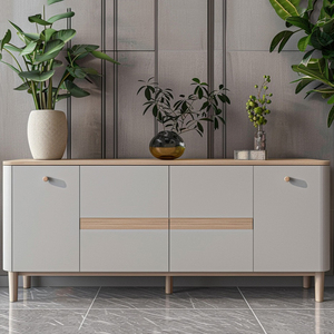 Contemporary Wood Detailed-Door Side Cabinet Wooden <b>Sideboard</b> With Minimalist Silhouette - Product Image 3