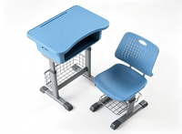 Prix d'usine – Mobilier de classe gris réglable – Bureau et chaise ergonomiques pour étudiants avec panier de rangement pour collèges et lycées
