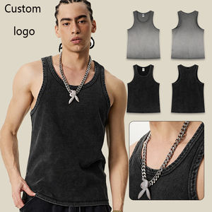 Custom Vintage Washed Heavyweight Sleeveless <b>Tank</b> <b>Top</b> for Men – <b>Loose</b> Fit Racerback Gym Vest, Retro Acid Wash Summer Streetwear - Product Image 1
